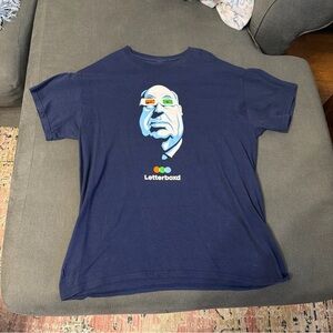 Letterboxd Alfred Hitchcock Navy Blue Graphic T-Shirt Large